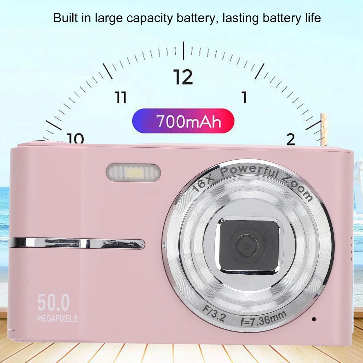 16X Zoom Digital Camera Lightweight FHD 1080P Camera Photo Shooting Super Clear Prevent Vibration 50MP 2.4in Screen for Travel